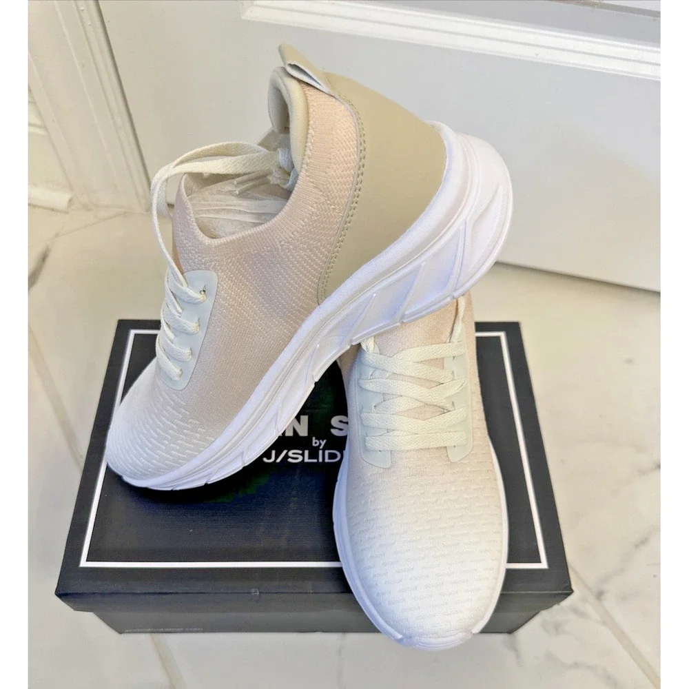 Urban Sport by J/Slides Wmn Sze 10 Holly Sneaker Beige White Knit Casual Neutral